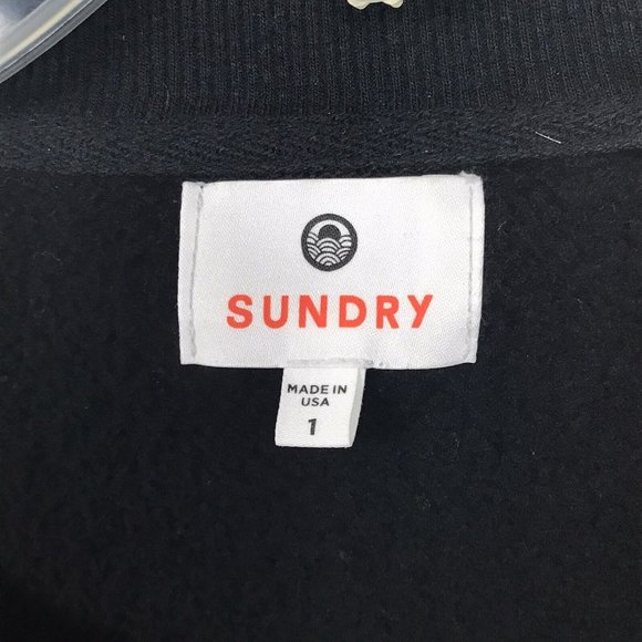 Sundry Womens Size 1 (US S) Leopard Heart Cropped Raw Hem Sweatshirt Black Cute - Picture 6 of 12